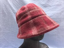 Zukin ズキン 水野ミリナー チェック クロシェ帽 ハット 帽子 レディース ウール100% 日本製 M～S 赤_画像1