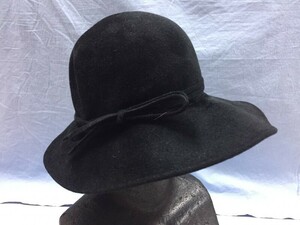 Les Belles Modes ヨーロッパ ユーロ古着小物 ベルモード 女優帽 つば広帽子 ガルボハット レディース ハンガリー製 黒