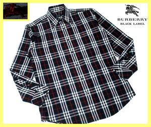 大人気サイズ L(3) 美品 バーバリーブラックレーベル エンジホース刺繍 ノバチェック総柄 ボタンダウンシャツ 日本製
