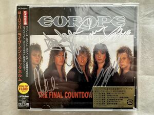 ♪ヨーロッパ「直筆サイン入りCD/ライヴ・イン・ストックホルム/メンバーAll5名」ほぼ新品/見本盤/EUROPE/The Final Countdown Tour 1986♪