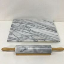 349　中古　PASTRY BOARD＆ROLLING PIN　マーブルペストリーボード　Marble/大理石　作業台　パイ伸ばし　めん棒　クッキー作り_画像1