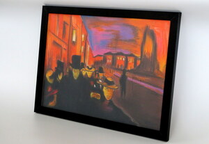 エドヴァルド ムンク Edvard Munch カール・ヨハン通りの夕べ 1892年 ミクストメディア オルセー美術館認証 油彩 水彩 パステル 肉筆 模写