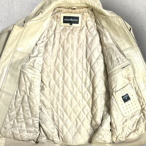 ROCA WEAR ロカウェア 90s ビンテージ バックロゴ 刺繍ワッペン レザージャケット ビッグサイズ 80s 00s ベージュ キルティングライナーの画像4