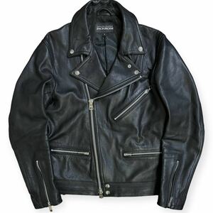 JACKROSE レザー ダブルライダースジャケット W-ZIP ブラック サイズ4 シボ革