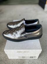 【美品】ジミーチュウ Jimmy Choo イタリアメンズ スリッポン スタッズ ガンメタル ナッパレザー グローブGUNMETAL EUR40中古品　値引！！_画像2