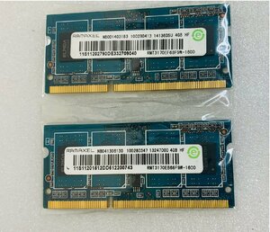 RAMAXEL PC3-12800S 4GB 2枚組 1セット 8GB DDR3 ノート用メモリ 204ピン ECC無し DDR3-1600 4GB 2枚で 8GB DDR3 LAPTOP RAM