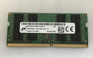 MICRON PC4-2400T 16GB 1枚 DDR4 ノートパソコン用メモリ PC4-19200 16gb 260ピン ddr4 Non-ECC DDR4 LAPTOP RAM 中古品動作品