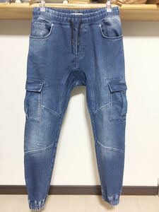 柔らか素材 ZARA MAN カーゴ ジョガーパンツ スウェット デニム 送料410円 M 31 メンズ デニム パンツ ジーンズ ストレッチ ソフトデニム