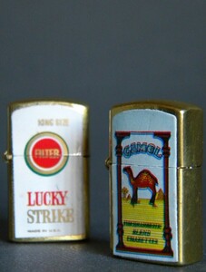 当時物 ★★ 煙草 CAMEL＆LUCKY STRIKE 豆 オイルライター !! 駄菓子屋ガチャ 当たり 景品パチ おまけ 燐寸タバコ★★未使用デッドストック