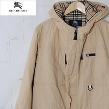 バーバリーBURBERRY LONDON■中綿入り ジップジャケット ハーフコート フード付き コットン×ナイロン■160A■ベージュ ※NK3d28257_画像1