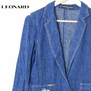 レオナール ファッション LEONARD FASHION■デニム　ジャケット　シルク 100% ■7AB2■インディゴ ※NK3d28291