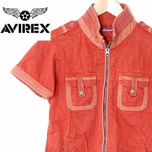  Avirex AVIREX# short sleeves cotton Zip jacket #M# red group *NK3d28332