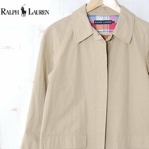 ラルフローレンRALPH LAUREN■コットン ジャケット ハーフコート 比翼 ロゴ入りボタン /インパクト21■7■ベージュ ※NK3d28364