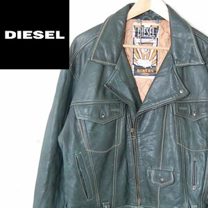 ディーゼル DIESEL■ダブルレザーライダースジャケット■L■カーキ ※NK4119012