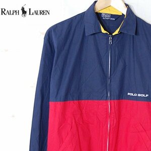 ポロ ラルフローレンPolo by Ralph Lauren■コットン ジップジャケット ゴルフウェア /ナイガイ■M■ネイビー×レッド ※NK4119200