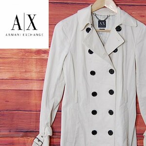 A/X アルマーニエクスチェンジARMANI EXCHANGE■コットン トレンチコート ストレッチ■XS■アイボリー系 ※NK4119223