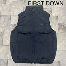 FIRST DOWN nylon vest ナイロンベスト 中綿 薄手 ジップアップ ファーストダウン ネイビー サイズL 玉FS1251_画像1