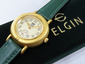 ELGIN/古いエルジンのスモセコ手巻時計 ネジロック式竜頭 裏蓋＆ベゼルねじ式 メンズ 化粧箱付 手巻 アンティーク