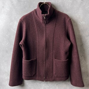 美品 MARGARET HOWELL マーガレットハウエル / ririZIP ストレッチ ウール ジャケット ブルゾン / 2 (M) レディース / ボルドー 日本製