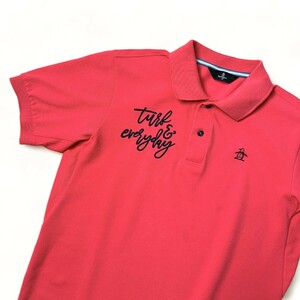 人気 Munsingwear マンシングウェア / 鹿の子 ドライ ストレッチ 半袖 ポロシャツ / メンズ M サイズ / ピンク デサント ゴルフウェア