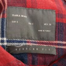 ZARA MAN ザラ マン 通年 ウォッシュ加工★ カットオフ 長袖 ワーク デニム チェック シャツ Sz.S　メンズ　C4T00722_1#C_画像5