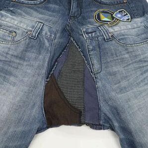 Desigual デシグアル 通年 USED加工★ ロゴ ワッペン 切替 デザイン サルエル デニム パンツ ジーンズ Sz.28 メンズ C4B00538_1#Rの画像6