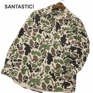 SANTASTIC! サンタスティック 通年 【迷彩 猿★サル カモフラ 総柄】 長袖 ワーク シャツ Sz.L　メンズ　C4T00758_1#C