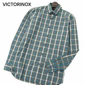 【新品 未使用】 VICTORINOX ビクトリノックス 通年 長袖 ロゴ刺繍★ SLIM FIT ボタンダウン チェック シャツ Sz.XS　メンズ　C4T00834_1#C