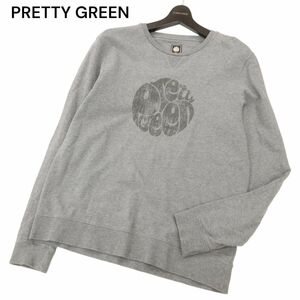 PRETTY GREEN プリティグリーン 通年 ロゴプリント★ スウェット プルオーバー トレーナー Sz.3　メンズ 灰 ポルトガル製　C4T00811_1#I