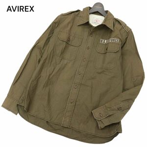 AVIREX アヴィレックス 通年 長袖 米空軍 ミリタリー★ ワーク シャツ Sz.L　メンズ カーキ　C4T00923_2#C