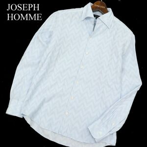 JOSEPH HOMME ジョセフ オム 通年 長袖 シェブロン柄 総柄 ボタンダウン シャツ Sz.44　メンズ 水色　C4T00981_2#C