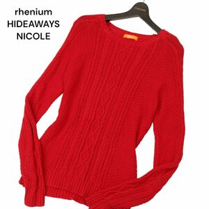 rhenium HIDEAWAYS NICOLE ハイダウェイ ニコル 通年 ケーブル編み★ コットン ニット セーター Sz.46　メンズ 赤　C4T00996_2#L