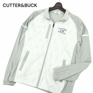 CUTTER&BUCK カッター＆バック 通年 ダイヤ プリント★ フルジップ ジャケット ブルゾン Sz.L　メンズ グレー ゴルフ　C4T01052_2#O