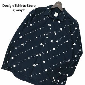 Design Tshirts Store graniph グラニフ × ポケモン 通年 長袖 ディグダ ダグトリオ 総柄★ シャツ Sz.L　メンズ ネイビー　C4T01168_2#C