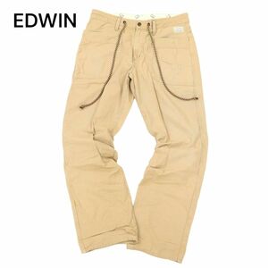 EDWIN エドウィン 春夏 バナナファイバー★ ストレート イージー ベイカー ワーク パンツ Sz.L　メンズ ベージュ 日本製　C4B00780_2#P