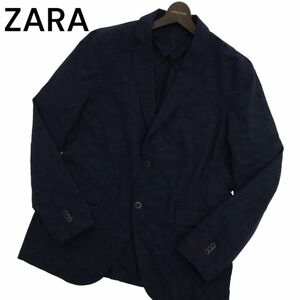 ZARA ザラ マン 春夏 ストレッチ 【カモフラ★迷彩】 2B テーラード ジャケット Sz.52　メンズ ネイビー　C4T01148_2#M