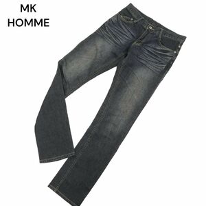 MK HOMME ミッシェルクラン オム 通年 スリムストレート ストレッチ USED加工★ デニム パンツ ジーンズ Sz.48　メンズ　C4B00805_2#R