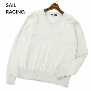 SAIL RACING セイルレーシング 通年 ロゴ刺繍★ Vネック コットン ニット セーター Sz.M　メンズ グレー　C4T01264_2#L