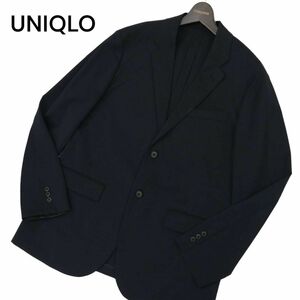 UNIQLO ユニクロ 通年 感動ジャケット★ SLIM FIT ウールライク アンコン テーラード ジャケット Sz.L　メンズ 黒　C4T01309_2#O