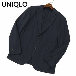 UNIQLO ユニクロ 春夏 SLIM FIT★ 2B コンフォート ジャージー アンコン テーラード ジャケット Sz.M　メンズ ネイビー　C4T01118_2#M