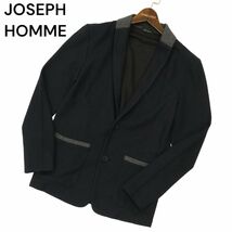 JOSEPH HOMME ジョセフ オム 春夏 麻 リネン混★ 切替 2B ショールカラー ジャケット Sz.46　メンズ ネイビー　C4T01116_2#M_画像1