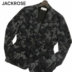 Luv maison JACKROSE ジャックローズ 通年 背抜き パイル★ カモフラ 迷彩 総柄 テーラード ジャケット Sz.3　メンズ グレー　C4T01318_2#O