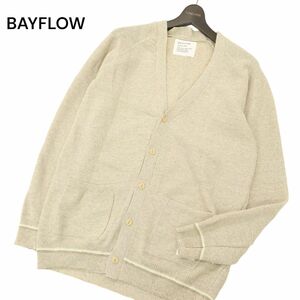 BAYFLOW ベイフロー 春夏 麻 リネン混★ ニット カーディガン Sz.4　メンズ　C4T01290_2#M