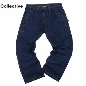 Collective コレクティブ メンズビギ 通年 牛革使い★ ビッグポケット カーゴ デニム パンツ ジーンズ Sz.3　メンズ　C4B00756_2#R