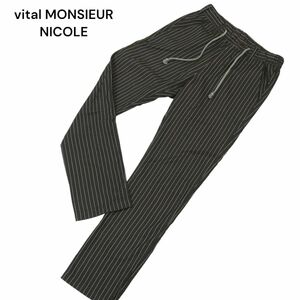 vital MONSIEUR NICOLE ムッシュ ニコル 通年 ストライプ★ イージー ストレッチ スリム パンツ Sz.46　メンズ　C4B00753_2#R