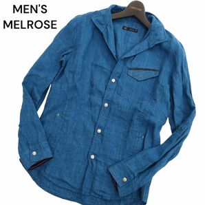 MEN'S MELROSE メンズメルローズ 春夏 長袖 襟ワイヤー★ 【麻 リネン100%】 シャツ Sz.3 メンズ C4T01191_2#Aの画像1