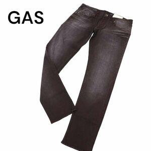 【新品 未使用】 GAS ガス 通年 ストレッチ スリムストレート USED加工★ デニム パンツ ジーンズ Sz.33　メンズ　C4B00808_2#R