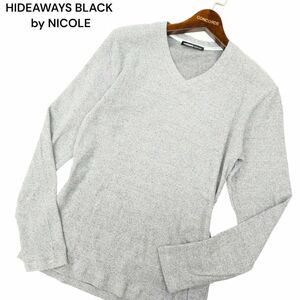 HIDEAWAYS BLACK by NICOLE ハイダウェイ ニコル 通年 長袖 Vネック カットソー ロンTシャツ Sz.46　メンズ グレー　C4T01506_2#F