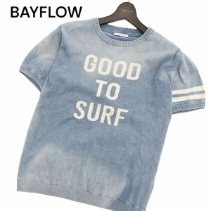 BAYFLOW ベイフロー 春夏 半袖 クルーネック USED加工 インディゴ★ ニット カットソー Sz.3　メンズ　C4T01473_2#J