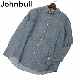 Johnbull ジョンブル 春夏 長袖 【麻100%★リネン】 シャンブレー シャツ Sz.L　メンズ 日本製　C4T01531_2#A